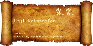 Unyi Krisztofer névjegykártya